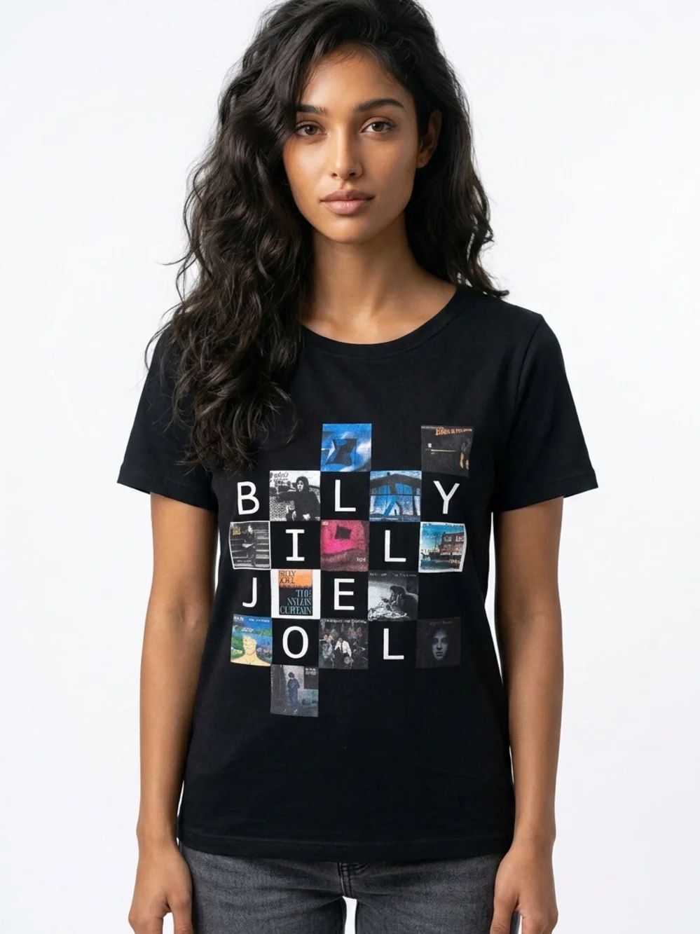 BILLY JOEL | Graphic Black T-Shirt Album Art Grid & Release Dates Unisex Size S